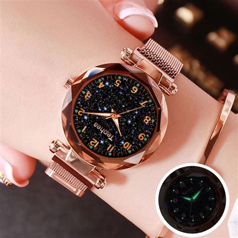 Dropship Women Watches Luxury Starry Sky Quartz Watch Ladies Magnetic Wrist Watches Clock Gift 