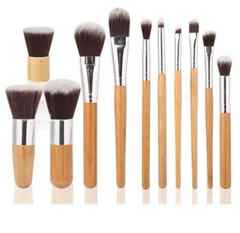11 Pcs Makeup Brush Set Eco Friendly Bamboo Handle Etsy