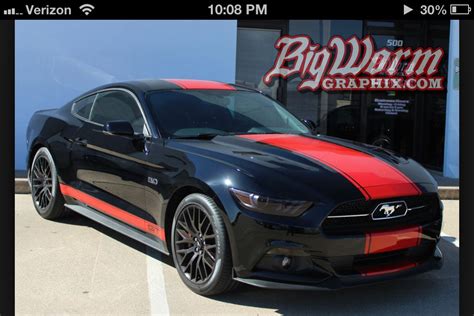 Ford Mustang 2015 Gt Black And Single Red Stripe Fondos De Pantalls