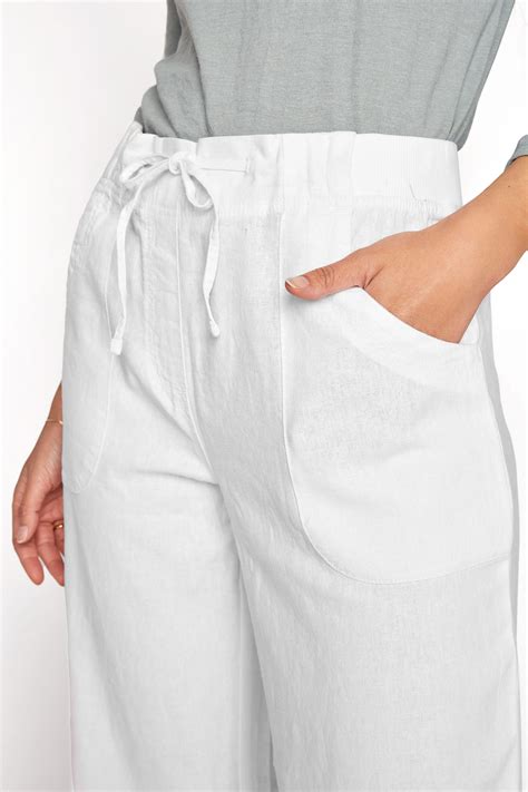 lts white linen blend wide leg trousers long tall sally