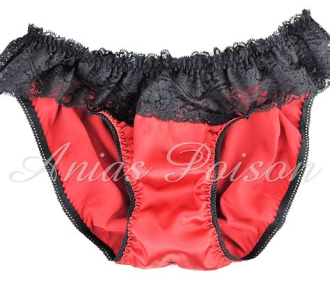 Vtg Style Erotic Satin Lace Red Black European Shiny Panties Sz Sm L Xl Xxl Ebay