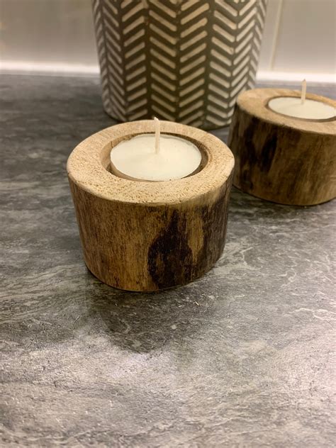 Handmade Wooden Candle Holder Tealight Holder Candles Uk Etsy