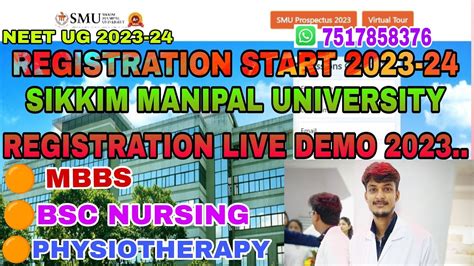 Sikkim Manipal University Mbbs Bsc Nursing Physiotherapy Registration Start 2023 24 Live Demo
