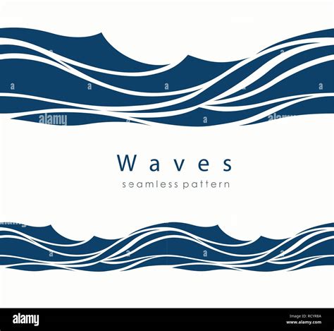 Marine Seamless Pattern With Stylized Waves On A Light Background Blue