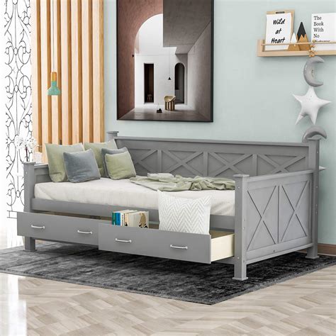 Buy Twin Daybed With Drawers Wood Daybed Frame With Storagemodern And Rustic Casual Twin