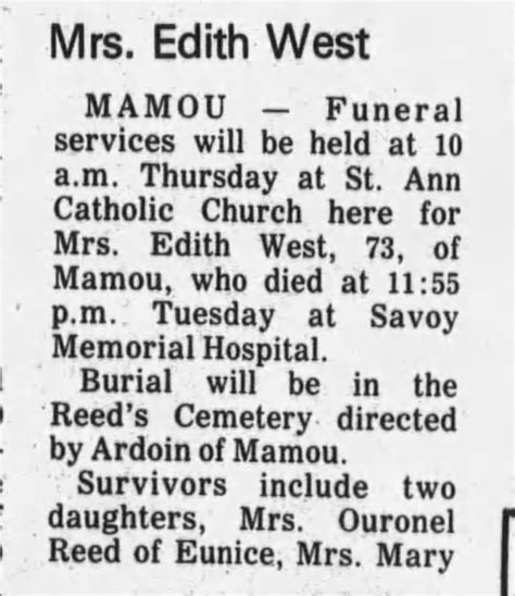 Edith West Obituary Part 1
