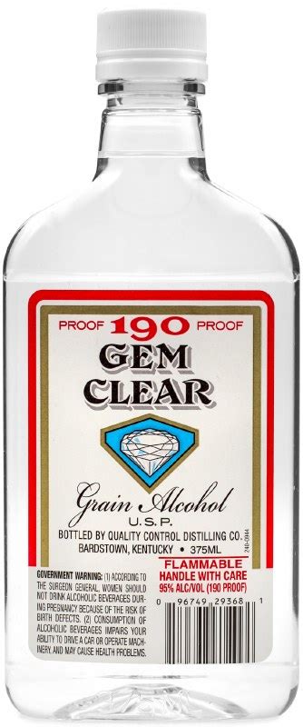 Gem Clear 190 Proof Grain Alcohol 375ml Legacy Wine And Spirits