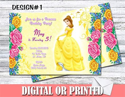 Princess Belle Personalized Birthday Invitations Handmade