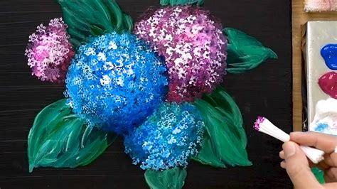 Easy Hydrangea Acrylic Painting Technique You Must Try Youtube