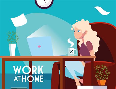 Young Female Freelancer Working Remotely From Home 1237877 Vector Art