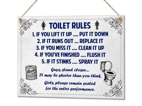 Toilet Rules Funny Bathroom If You Lift It Put It Down Plastic Plaque Sign Picclick Uk