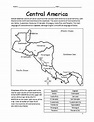 Central America Simple Map Activity Printable Worksheet | TPT