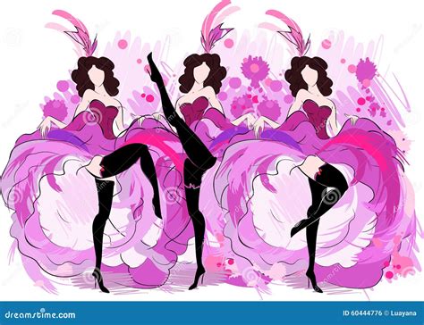 Cancan Dancers Silhouettes Set Cartoon Vector 72270255
