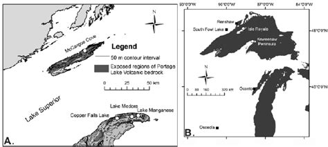 A Maps Showing The Location Of The Keweenaw Peninsula And Isle Royale