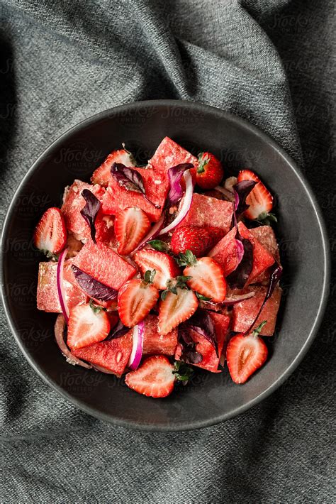 Watermelon And Strawberry Salad Del Colaborador De Stocksy Gillian