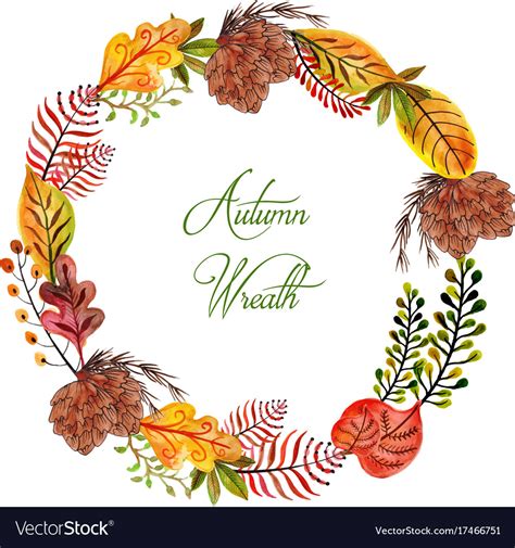 Watercolor Autumn Wreath Royalty Free Vector Image
