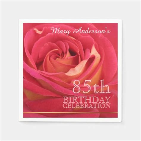 Rose 85th Birthday Celebration Paper Napkins 2