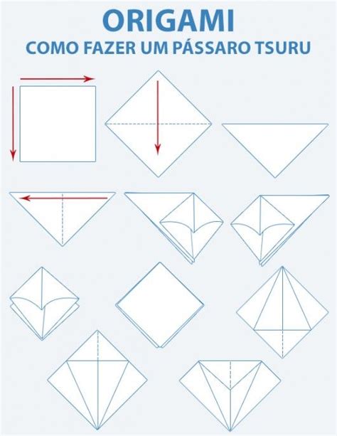 Origami Como Fazer O Pássaro Tsuru De Papel Instruções Origami Paper