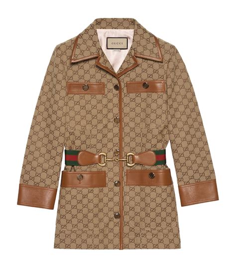 Gucci Neutrals Gg Supreme Belted Jacket Harrods Uk