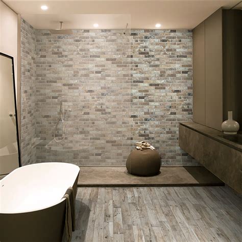 Should bathroom floor and wall tiles match? 45x7.5 Living Cenere effect Tiles