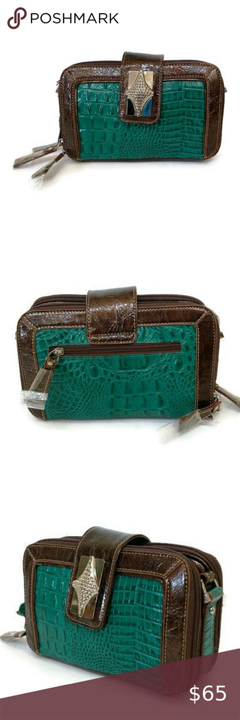 Madi Claire Presley Croco Embossed Leather Bag Emerald Green 9015