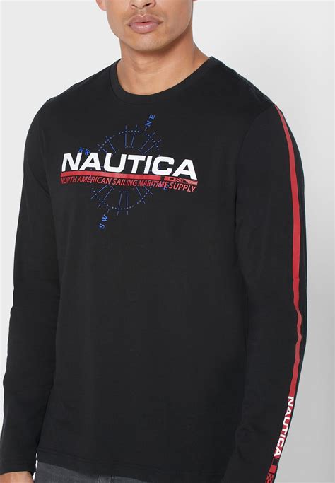 Buy Nautica Black Logo Crew Neck T Shirt For Men In Mena Worldwide