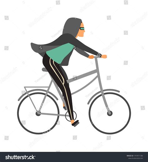 Woman Riding Bicycle Simple Young Character Royalty Free Stock