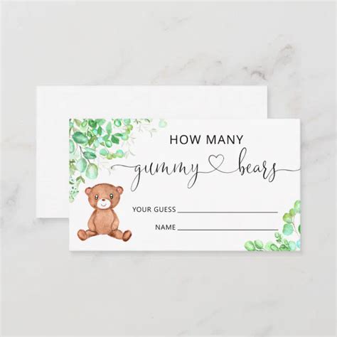 Bear Baby Shower Guess How Many Gummy Bears Enclosure Card Zazzle