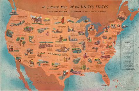 A Literary Map Of The United States Curtis Wright Maps