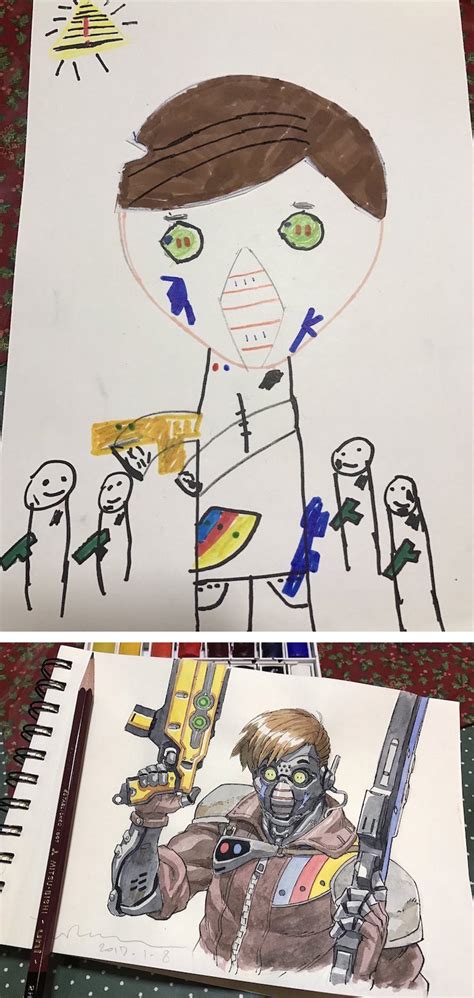 Dad turns his son's drawings into anime. Dad Transforms His Sons' Drawings Into Stunning Anime Characters | | Tobeeko