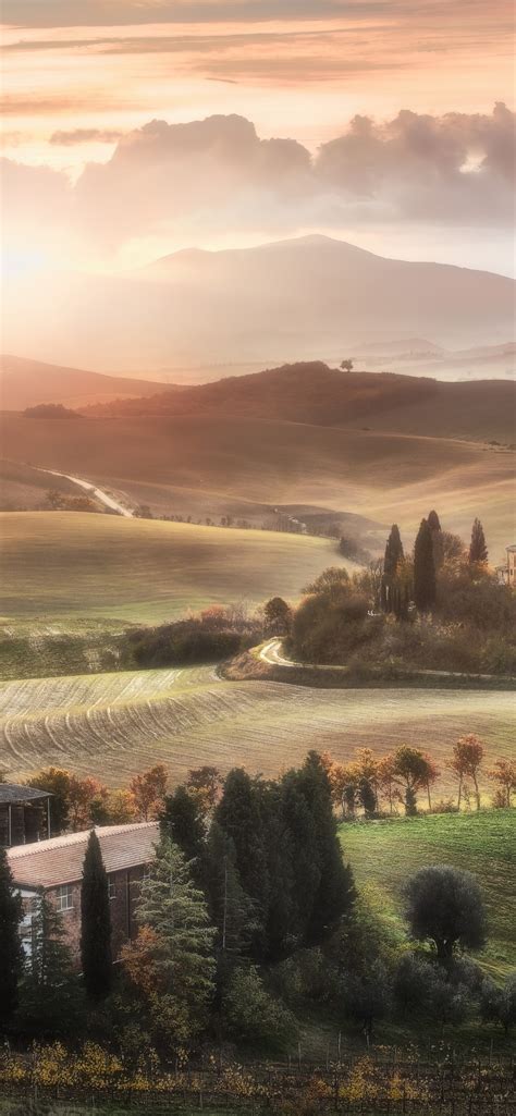 1242x2688 Resolution Tuscany 4k Italy Sunrise Iphone Xs Max Wallpaper