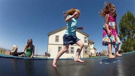 Little Girls Jump On Trampoline Youtube