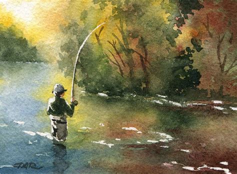 Fly Fishing Art Print Perfect Drift Watercolor Painting Angling Art By Artist DJ Rogers Wall