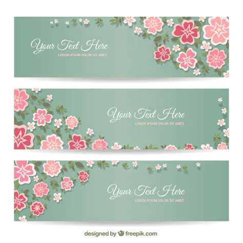 Floral Banners In Pastel Colors Vector Free Download
