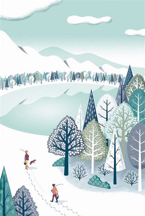 Snowscape On Behance Winter Art Winter Illustration Whimsical Art