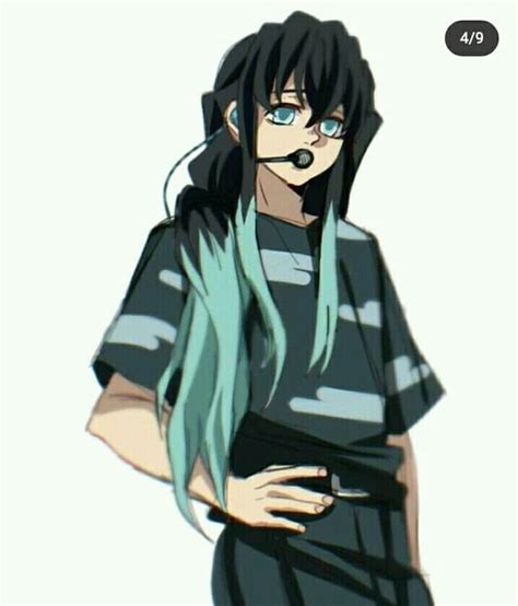 An Anime Character With Long Black Hair And Blue Eyes