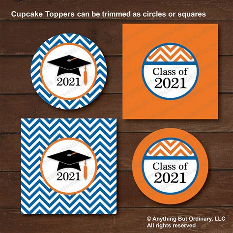 2021 Blue And Orange Graduation Decorations Printable Etsy Canada