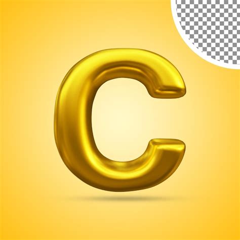 Premium Psd 3d Rendering Of Gold Text Effect Capital Letter C