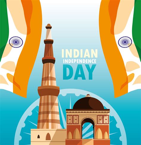indian independence day poster with flag and jama masjid 679300 Vector ...