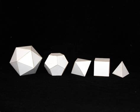 Platonic Solids Cardstock Models Set Of 5 Polyhedron Platonic Solid