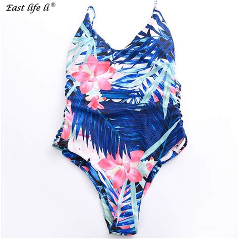 sexy swimwear women bikini swimsuit one piece flower print cut out summer beach bathing suit