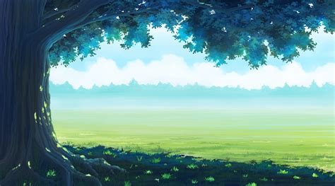 Download 1350x750 Anime Landscaope Forest Grass
