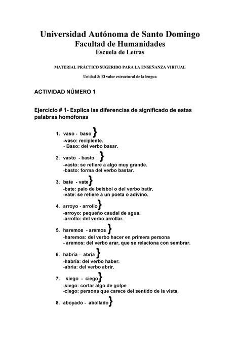 Let011 Unidad 3 Ejercicios01 Letras 011 12 Uasd Studocu