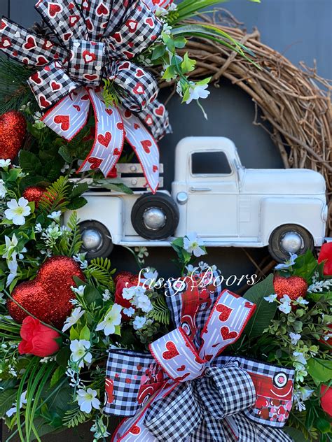 Valentine Wreath Red Truck Valentines Wreathpink Heart Valentine