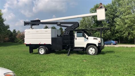 Forestry Bucket Truck With Elevator In Chip Box For Sale Youtube