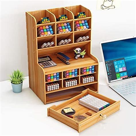 Ander Wood Desktop Organizer Desktop Stationary Home Office Supply