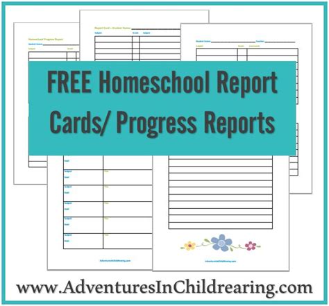 Free Homeschool Progress Report Report Card Printables
