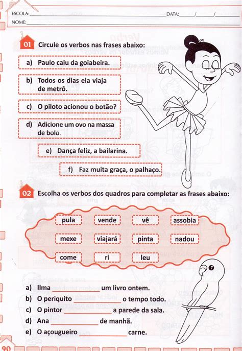 Atividades De Português 4° Ano Verbos — SÓ Escola