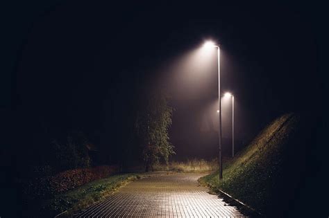 Hd Wallpaper Dark Drizzle Lights Mist Night Rain Street