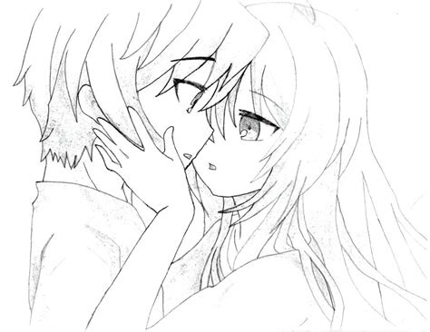 Anime Couple Kissing Drawing Explore Coloring Home